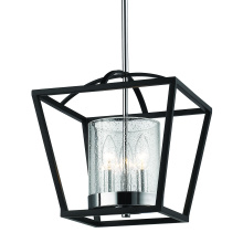 Golden Canada 4309-M3 BLK-SD - Golden Lighting Mercer 3-light Chandelier in Matte Black and Chrome Accents